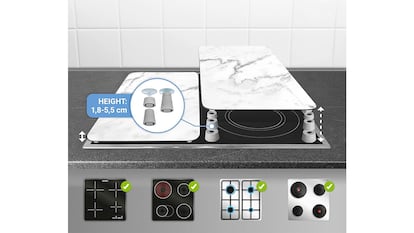 Placas protectoras para cocina sobre fondo blanco.