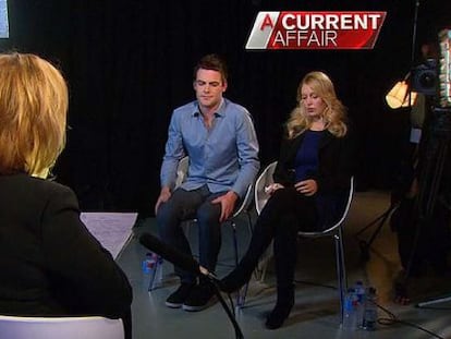 Los locutores australianos durante una entrevista televisiva.