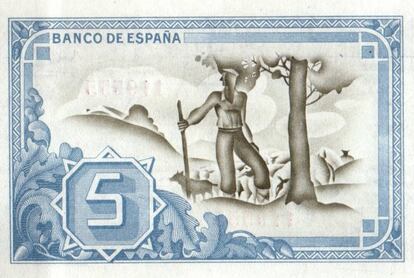 Billete de cinco pesetas (1937).