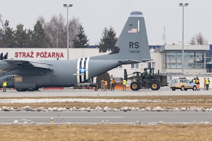 US troops arriving at Rzeszow Jasionka airport in Poland.