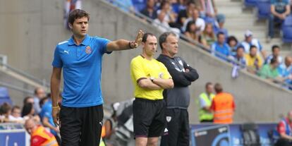 Pochettino, en el partido Espanyol-Athletic de Bilbao.