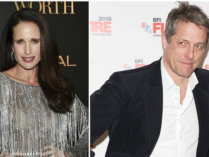 Andie MacDowell y Hugh Grant en distintos eventos a finales de 2018.