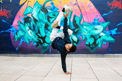 Breakdancer Victor Montalvo, 27, of Kissimmee, Fla., performs in New York City on June 22, 2021