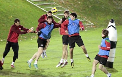 Uno de los momentos del último entrenamiento del Athletic.