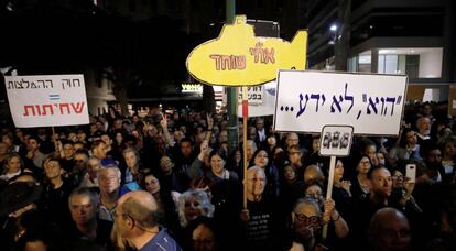 Manifestación contra la corrupción en Israel, el sábado en Tel Aviv.