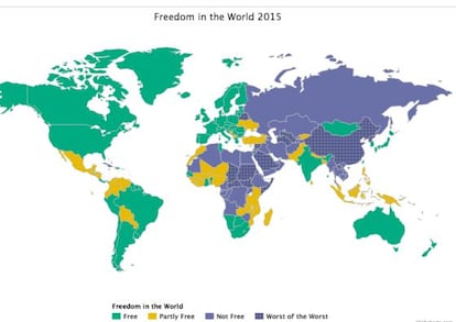 Mapa de libertades en el mundo.