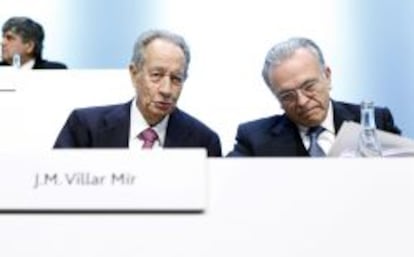 El presidente de OHL, Juan Miguel Villar Mir y el presidente de CaixaBank, Isidre Fain&eacute;