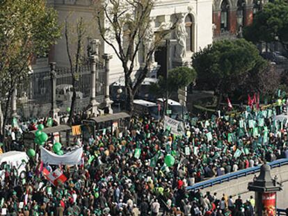 Aspecto de la manifestación de agricultores en Madrid.