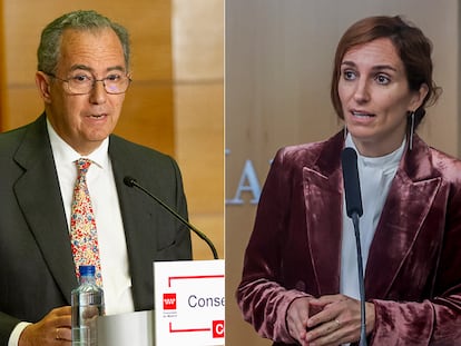 El vicepresidente de la Comunidad de Madrid, Enrique Ossorio, y la líder de Más Madrid, Mónica García.