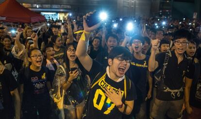 Manifestantes en Hong Kong, el 30 de septiembre