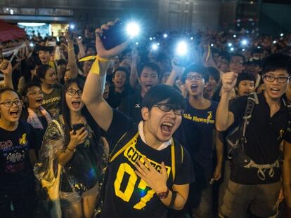 Manifestantes en Hong Kong, el 30 de septiembre