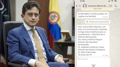 Luis Carlos Reyes y el chat publicado en su cuenta de X el 9 de marzo de 2025.