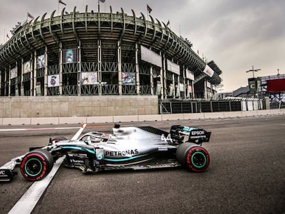 Lewis Hamilton, en los entrenamientos del GP de México.