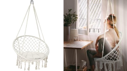 Este modelo de silla colgante doméstica puede soportar hasta 120 kilogramos.