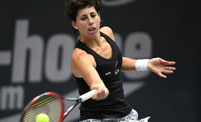 Carla Su&aacute;rez en Linz, el torneo previo a Mosc&uacute;.