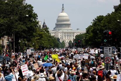 Aspecto de la manifestación en Washington DC.