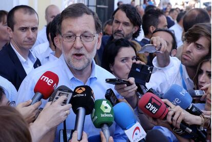 Rajoy, este jueves, en Santa Olalla del Cala (Huelva).