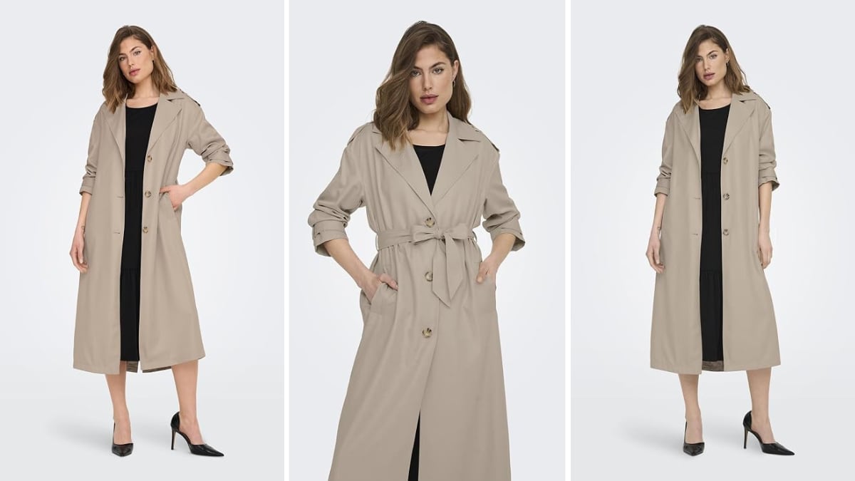 Gabardina larga Only. 