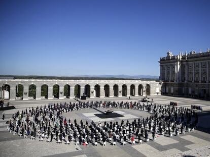 Homenaje a las víctimas de la pandemia en el Palacio Real de Madrid el pasado 17 de julio.