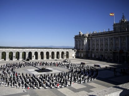 A state tribute to the victims of the coronavirus pandemic in Madrid.