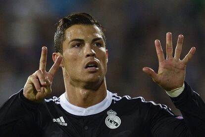El delantero portugués del Real Madrid, Cristiano Ronaldo tras marcar el 1-1 ante el Ludogorets.