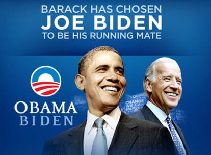 Barack Obama y Joe Biden, en el anuncio campaña en la web del candidato a la presidencia.