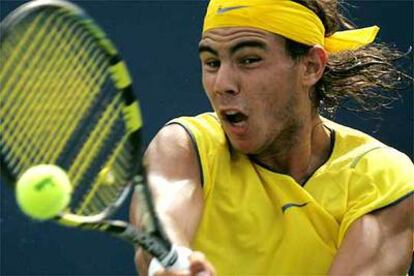 Rafael Nadal, en un momento de su primer partido, contra Gimelstob.