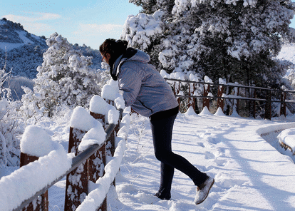 Imatges comparatives del Coll d'Estenalles, a Matadepera, nevat fa un any i avui dijous.