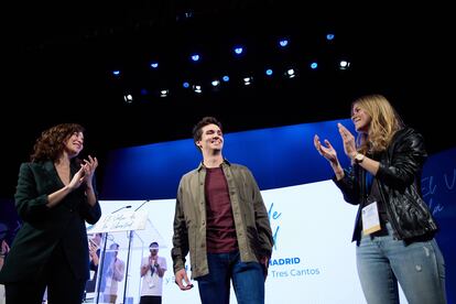 Isabel Díaz Ayuso, Ignacio Dancausa y Beatriz Fanjul, durante la clausura del congreso de Nuevas Generaciones, el 5 de noviembre en Madrid.