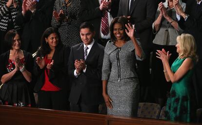 La Primera Dama, Michelle Obama, a su llegada al Congreso