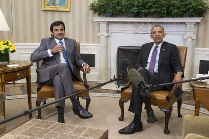 Barack Obama, con el jeque de Catar, Tamim Bin Hamad Al Zani.