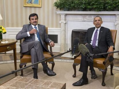 Barack Obama, con el jeque de Catar, Tamim Bin Hamad Al Zani.