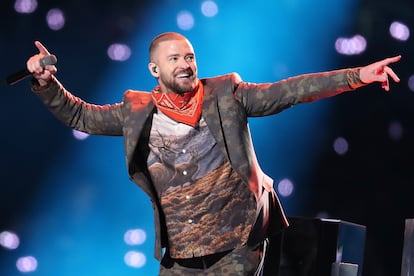 Justin Timberlake, durante el espectáculo de la Super Bowl LII.