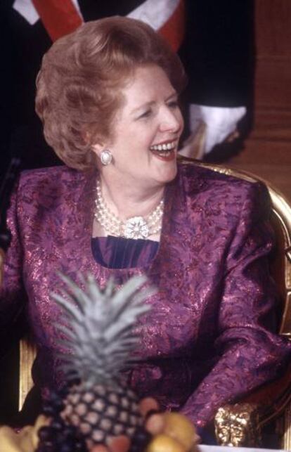Margaret Thatcher, en el el banquete del Lord Mayor en 1988.