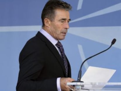 El secretario general de la OTAN, Anders Fogh Rasmussen, en su comparecencia ante los medios.