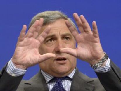 Tajani, en una rueda de prensa en Bruselas. 