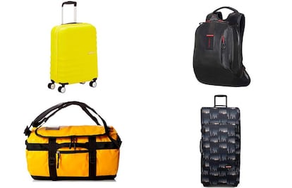 De izquierda a derecha y de arriba a abajo: maleta American Tourister, bolsa The North Face, mochila Samsonite Paradiver Light y maleta Eastpak Tranverz L.