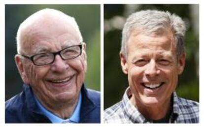 Rupert Murdoch, consejero delegado de 21st Century Fox, y Jeffrey Bewkes, primer directivo de Time Warner 