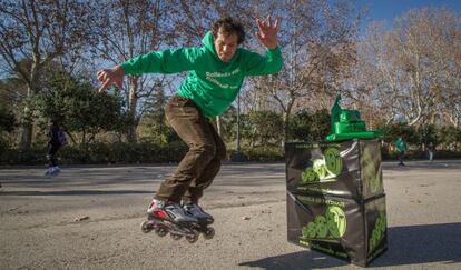 A member of the skating association Rolleando during a charity promotional video shoot last Saturday