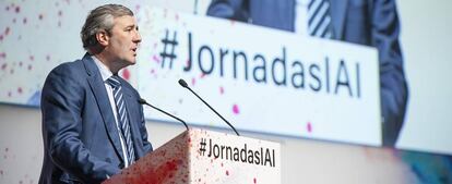 Ernesto Martínez, presidente del Instituto de Auditores Internos de España, durante su intervención en la apertura de las 24 Jornadas de Auditoría Interna, en Madrid. 