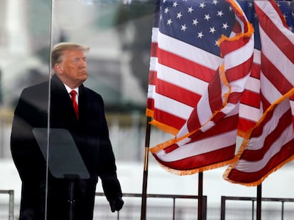 Donald Trump, ao final de seu comício em Washington em 6 de janeiro, dia do ataque ao Capitólio.