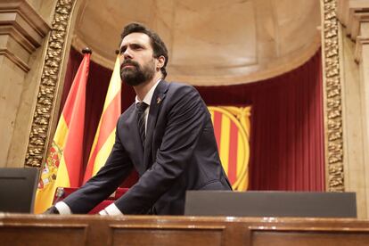 Roger Torrent, presidente del Parlament, en el pleno del pasado día 24.