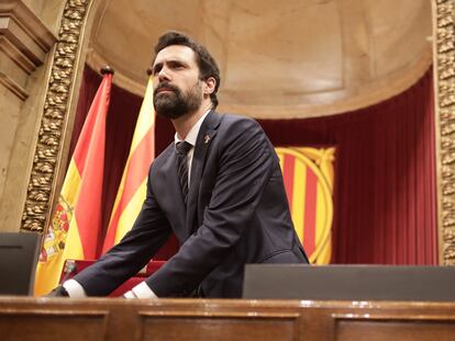 Roger Torrent, presidente del Parlament, en el pleno del pasado día 24.