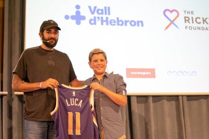 Ricky Rubio en la presentación del Proyecto Luca, que ayuda a niños con cáncer, en Barcelona, el pasado julio. 