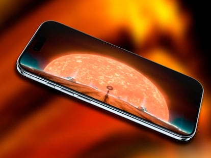 Teléfono iPhone Air con fondo