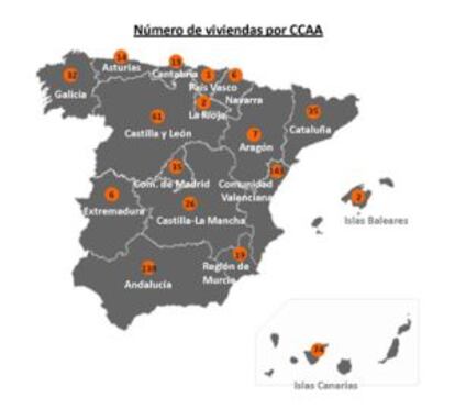 Las viviendas de esta promoción están repartidas por toda la geografía española.