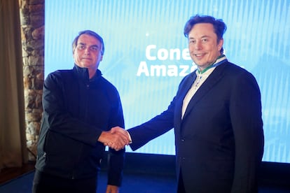 El presidente Bolsonaro y el empresario multimillonario Elon Musk