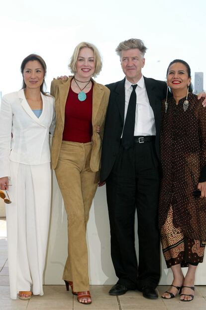 ﻿Michele Yeoh, Sharon Stone, David Lynch y Christine Hakim en la 55 edición.