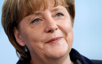 La canciller alemana, Angela Merkel, en un acto hoy en la capital alemana.