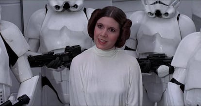 Carrie Fisher como la princesa Leia en la saga de 'Star Wars'.